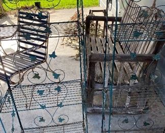 Wrought Iron Patio Furniture Great for Refurbishing, Bakers Wrack Style Shelving