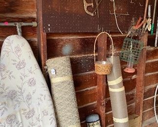 Assorted Tools, Ironing Board, Assorted Throw Rugs