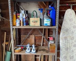 Assorted Garage Items, Ironing Board, Tins