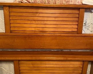 Rock Maple Headboard & Footboard Single Bed, Brass Butterfly Wall Decor, Trapunto Punch Hand Crafted Butterfly Embroidery, Throw Blanket, Pillows