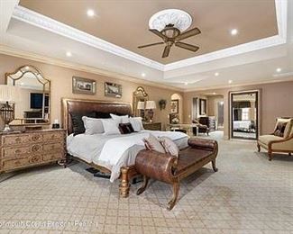Master Bedroom Century Furnishing with large Maitland-Smith Night Stands, All decor, lamps