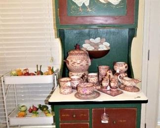 Painted Cabinet, Temp-tations Pottery items