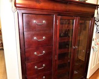 Glass door Wardrobe with drawers