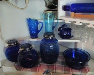 Assortment of Colbalt Blue Jars