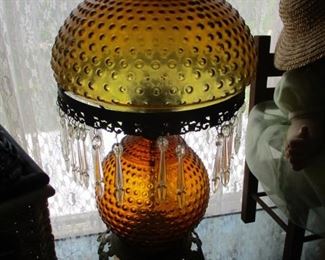 Hobnail Amber Table Lamp