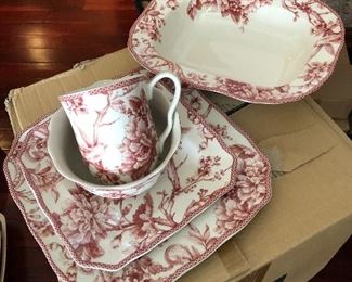 222 Fifth Adelaide red & white dish set