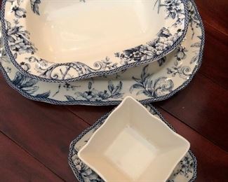 222 Fifth Adelaide blue and white serving bowls and appetizer plates & bowls - all new in box