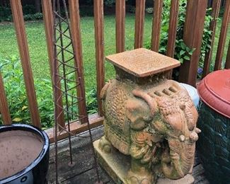 terra cotta elephant garden seat / plant stand