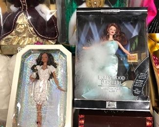 Barbies - new in box for collectors or resale, birthstones, Hollywood series, holiday, brides, etc