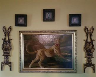 Framed Leopard Oil on Canvas plus Decor