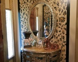 Gold Gilded Console Table Mirror