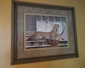 Framed Oil on Board Leopard