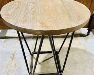 Round Wood Grain Glitter Sheen Side Table