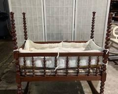 Late 1800s Jenny Lind Style Walnut Cradle