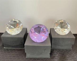 3 Rosenthal Diamond Paperweights