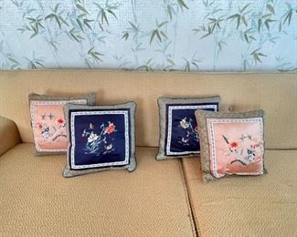 Asian Sateen Embroidered Pillows
