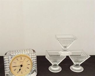 Cut Glass Clock and Small Footed Dishes