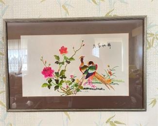 Framed Embroidered Asian Wall Art