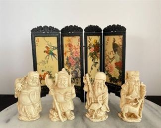 Imitation Ivory Resin Chinese Warrior Figures