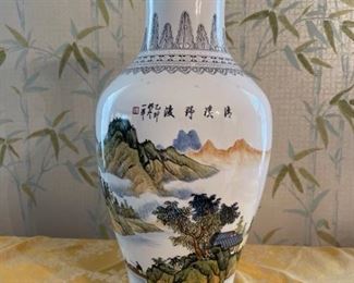 Large Asian Vase with Mountain Scene