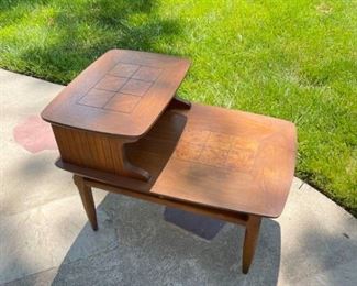 MCM 2Tier Sidetable with Burlwood Inset