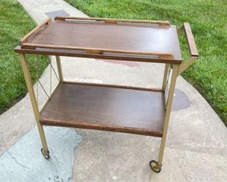 MCM Wood Laminate Bar Cart