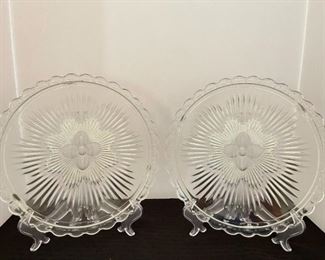 Scalloped Floral Glass Serving Plates