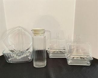 Various Ribbed Glass Storage