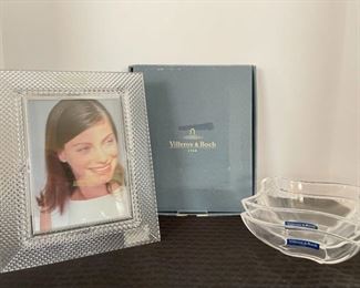 Villeroy Boch Lyon 5x7 Crystal Frame Scalloped Glass Bowls