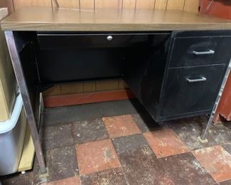 Vintage Metal Desk w three drawers 42 x 24 x 30H