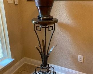 Raku pot on pedestal