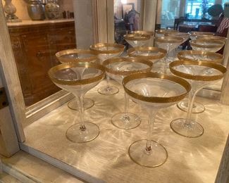 Vintage gold rimmed glasses- various sizes in set