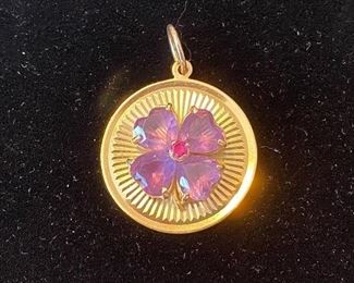 14k gold and amethyst pendant