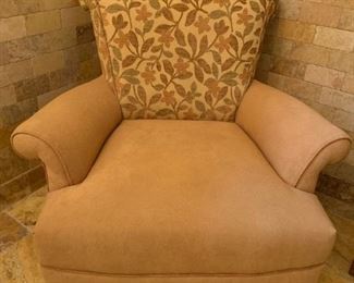 Custom upholstered accent chair.   34"x34"x16"
