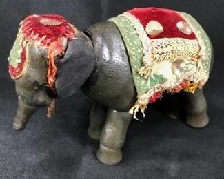 Vintage Articulated Wooden Elephant Figurine