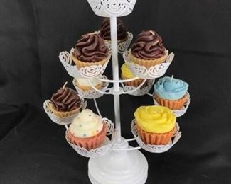 14 Cupcake Candle Stand w. 9 Scented Cupcake Candles