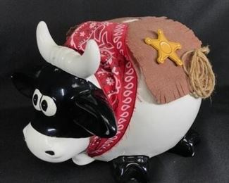 Western Sheriff Steer Jumbo Piggy Bank