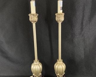 Matching Pair of Tall Candlestick Style Lamp Bases