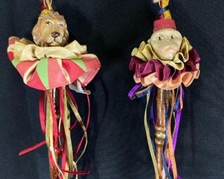 Wayne Kleski Animal Jester Dog Monkey Clown Stick Puppet Ornaments