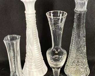 Mixed Lot of 4 Glass Flower Bud Vases