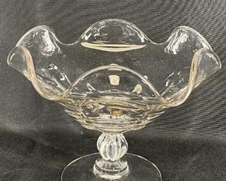 Ruffled Clear Glass Candy Dish Compote