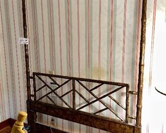 Faux bamboo headboard and matching mirror