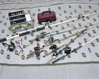Group Lot Of Fishing Rods and Accessories