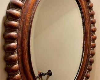 Oval wood mirror 
