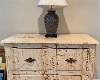 Painted distressed 2 drawer cabinet 