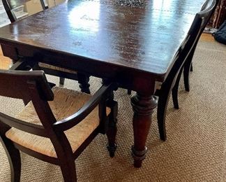 Kitchen table with 7 rush seat chairs 