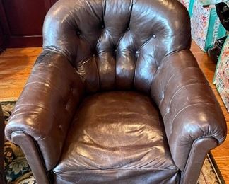 2 leather tufted chairs 