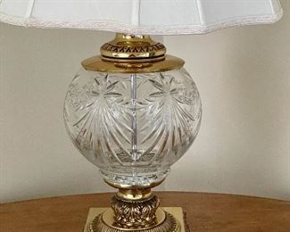 Cut glass & brass, globe lamp
