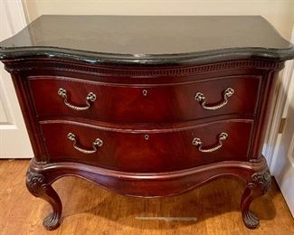 Thomasville 2 drawer chest with black marble top 