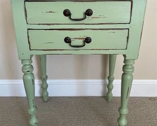 Green side table with 2 drawers